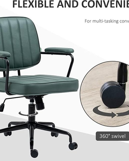 Vinsetto Home Office Chair, Microfiber Computer Desk Chair with Swivel Wheels, Adjustable Height, and Tilt Function, Green - LeafyLoom