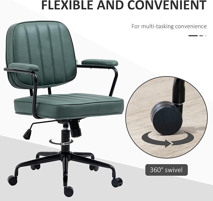 Vinsetto Home Office Chair, Microfiber Computer Desk Chair with Swivel Wheels, Adjustable Height, and Tilt Function, Green - LeafyLoom