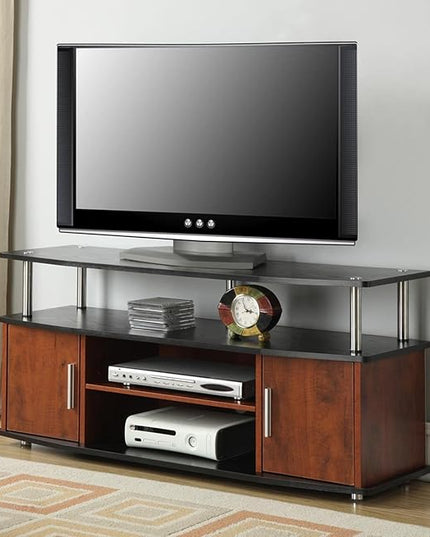 Convenience Concepts Designs2Go Monterey TV Stand with Cabinets and Shelves Home_Furniture_and_Decor, 47.25", Cherry/Black - LeafyLoom