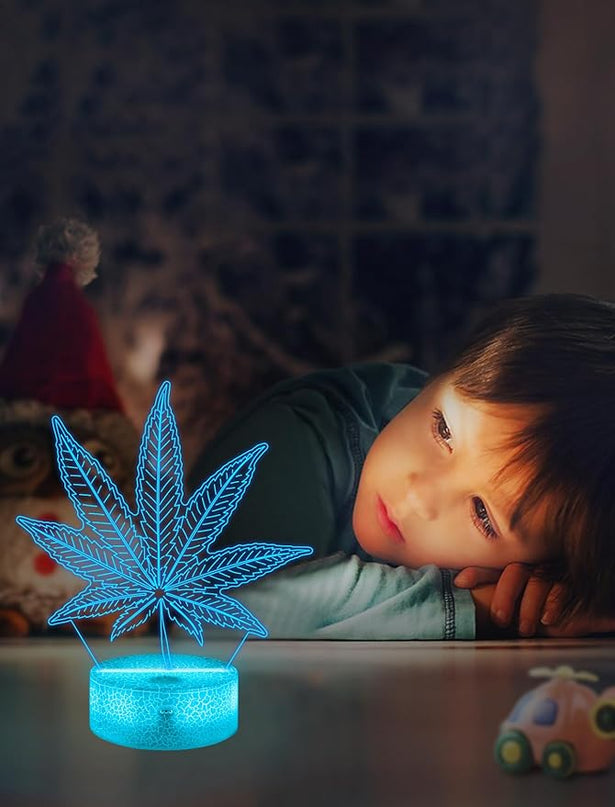 FULLOSUN Leaf Illusion Gift, Kids Leaf Illusion Night Light (with Remote Control), 3D Illumination Lights Boys Gift 16 Colors Changeable Kids Room Lighting Creative Decoration... (Leaf Illusion) - LeafyLoom