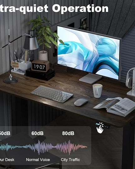 48 * 24 Inches Electric Standing Desk, Adjustable Height Sit Stand Up Desk with 3 Memory Presets, Motorized Home Office Computer Gaming Workstation Desk, Espresso - LeafyLoom