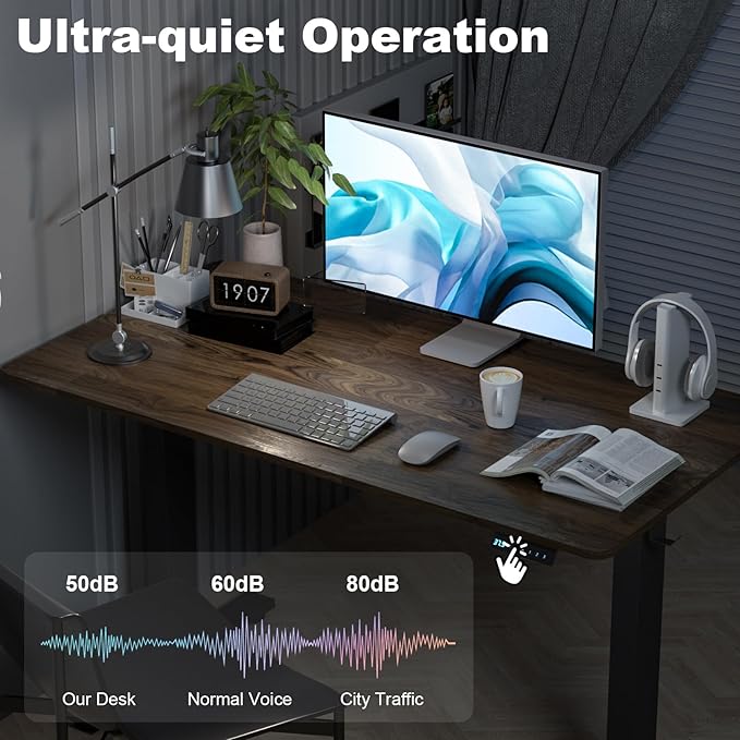 48 * 24 Inches Electric Standing Desk, Adjustable Height Sit Stand Up Desk with 3 Memory Presets, Motorized Home Office Computer Gaming Workstation Desk, Espresso - LeafyLoom