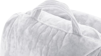 Husband Pillow XXL Cover Micro Plush Easy-Care Fabric Designed with Vibrant Long Lasting Color, Lush with Back & Side Pockets - Wide Large Zipper, Bed Rest Reading Pillowcase, Light Grey - LeafyLoom