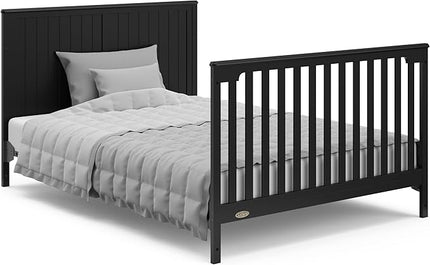 Graco Hadley 5-in-1 Convertible Crib with Drawer (Black) – Combo, Includes Full-Size Nursery Storage, Converts from Baby Crib to Toddler Bed, Daybed - LeafyLoom