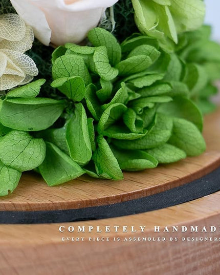 Preserved Fresh Flower Lamp, Room Sleep Lamp with Warm Light, True Immortal Flower Lamp, Decoration for Cabinet, DIY Handmade Flower Unique for Your Partner, Green - LeafyLoom