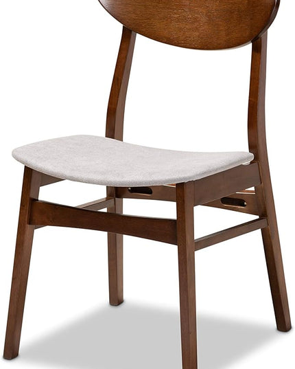 Baxton Studio Philip Mid-Century Modern Transitional Light Grey Fabric Upholstered and Walnut Brown Finished Wood 5-Piece Dining Set - LeafyLoom
