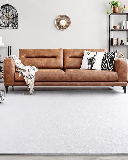 Area Rugs for Bedroom Living Room, 6x9 White Super Soft Comfy Thickened Memory-Foam Indoor Carpets, Modern Aesthetic Minimalist Carpet for Boys Girls Adults Apartment Nursery Home Décor - LeafyLoom