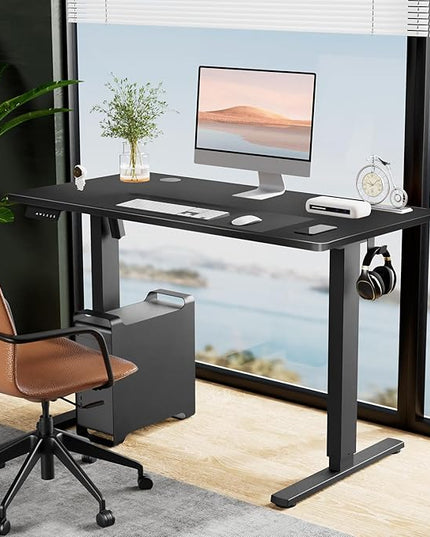 SMUG Standing Desk, Adjustable Height Electric Sit Stand Up Down Computer Table, 48x24 Inch Ergonomic Rising Desks for Work Office Home, Modern Gaming Desktop Workstation, Black - LeafyLoom