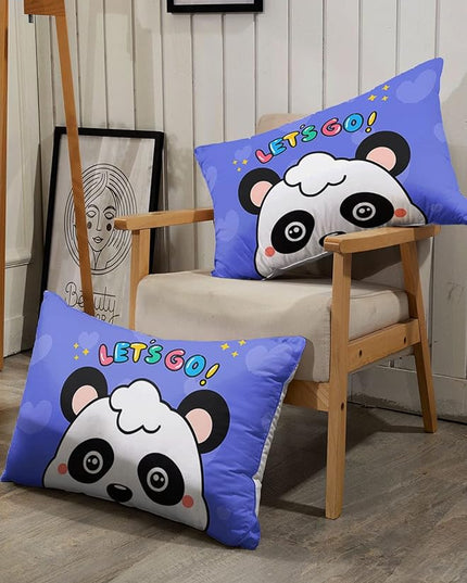 Datura home Panda Comforter Bedding Set for Boys Girls Kids Teens,Cartoon Panda Blue Heart Kawaii Animal Theme with 1 Comforter and 2 Pillowcases(Panda Twin) - LeafyLoom