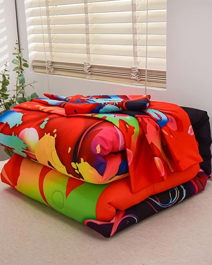 Aimuan Gaming Comforter Sets for Boys Kids Bedding Sets Video Games Console Action Buttons Novelty Colorful Game Gamepad Controller Modern Gamer Room Decor Home Quilt Set (Twin, Red) - LeafyLoom