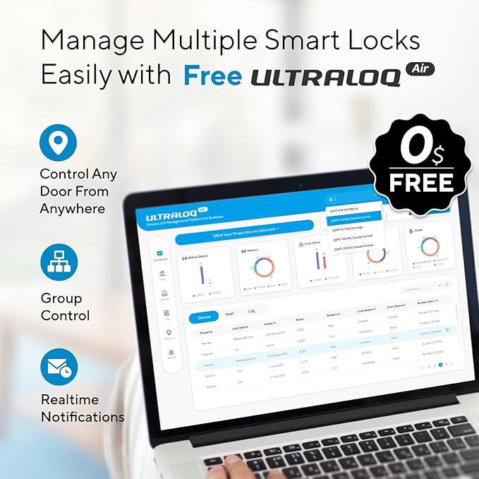 ULTRALOQ U-Bolt Pro WiFi Smart Lock with Door Sensor, 8-in-1 Keyless Entry Door Lock with Fingerprint ID, App Remote Control, Built-in WiFi Keypad Deadbolt, Auto Unlock, IP65 Waterproof, Easy Install ULTRALOQ