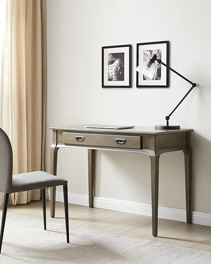 Leick Home 22400-GR Stratus Laptop Computer Desk with Drop Front Keyboard Drawer, Smoke Gray - LeafyLoom