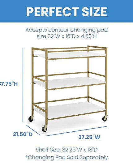 Delta Children Jade Changing Table/Cart, White Melamine/Bronze - LeafyLoom