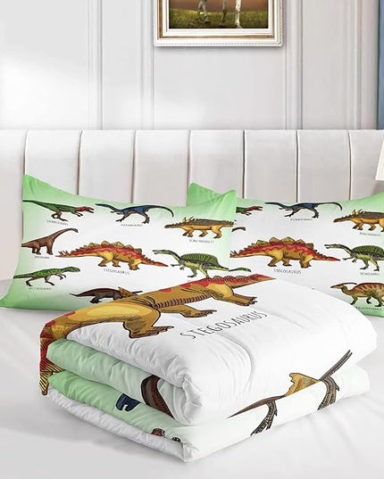 CVHOUSE Dinosaur Bedding Set,Dinosaur Comforter,Dinosaur Comforter Set King,Microfiber Quilt Set with 1 Comforter and 2 Pillow Cases- 3 Piece - LeafyLoom