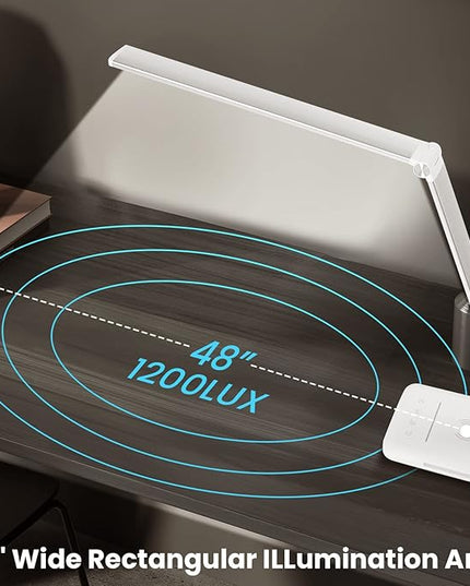LED Desk Lamp with Night Light, Fast Wireless Charger, USB Charging Port, 10 Brightness, 5 Color Modes, Dimmable Bedside Table Lamp for Bedroom, Touch Control, Auto Timer, 1200Lux Super Bright - LeafyLoom