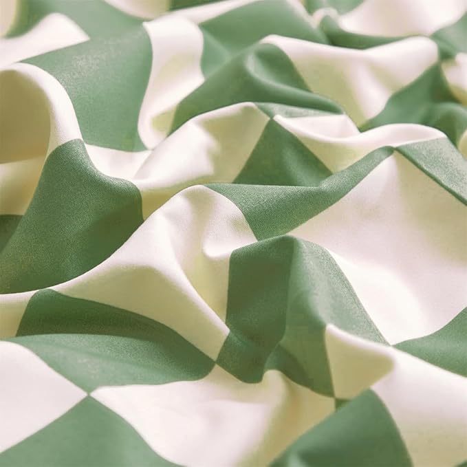Green Checkered Comforter Queen Sage Green Grid Bedding Set Women Light Green White Plaid Bed Comforter Set Queen Size Breathable Blanket Set Men Durable Queen Bedding Comforter Set - LeafyLoom