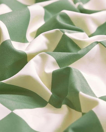 Green White Grid Comforter Set Twin Sage Green Plaid Bedding Set Girls Light Green White Checkered Bed Comforter Set Breathable Blanket Set Kids Durable Bedding Comforter Set - LeafyLoom