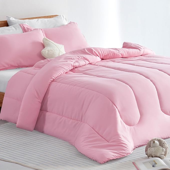 SLEEP ZONE Kids Pink Bedding Twin Comforter Set - Super Soft & Cute Printed 2-Piece Comforter Set All Seasons for Girls, Fade Resistant, Machine Washable, Ballet Pink - LeafyLoom