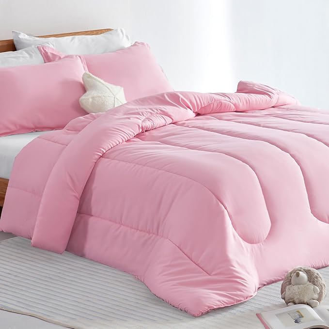 SLEEP ZONE Kids Pink Bedding Comforter Set Full/Queen Size - Super Soft & Cute Printed 3-Piece Comforter Set All Seasons for Girls, Fade Resistant, Machine Washable, Ballet Pink - LeafyLoom