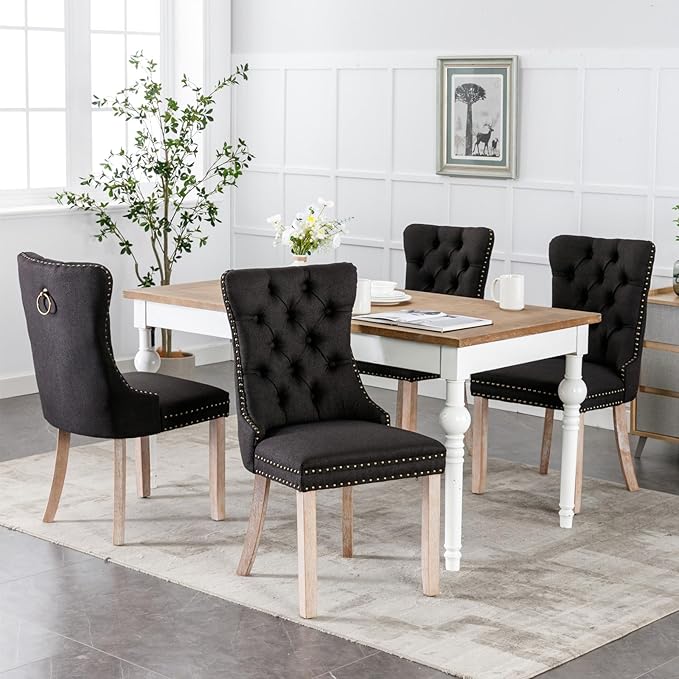 NicBex Haerin-SD-00111-LWJ Dining Chairs, 25.5"x19.7"x37.4", Natural Black - LeafyLoom