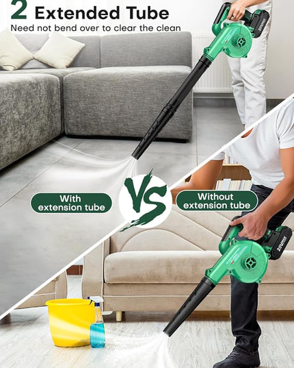 K I M O. Cordless Leaf Blower Vacuum Combo 4 IN 1, 3 Nozzles for Inflation & Compression,3 Modes & Variable Speed, 20000RPM 150MPH, 2000mAh Battery, Extended Tube, Mini Leaf Blowers for Lawn Care|Yard - LeafyLoom
