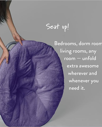 Oversized Rabbit Faux Fur Saucer Chair, Purple/Silver 36.2D x 32.3W x 31.9H in - LeafyLoom