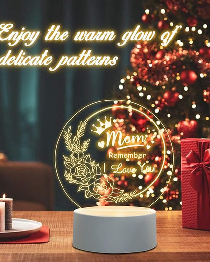Mothers Day Gifts from Daughter Son, Best Mom Birthday Gift Ideas, Unique Heart-Shaped Night Light with Warm Words, Thoughtful Birthday Gift or Mothers Day Gift for Mom from Daughters Son (Round) - LeafyLoom