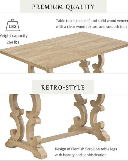 Solid Wood, Kitchen Dining, 6-Piece Retro Dinette Set with Unique-Designed Table Legs and Foam-Covered Seat Backs & Cushions for Living Room, Gray Wash - LeafyLoom