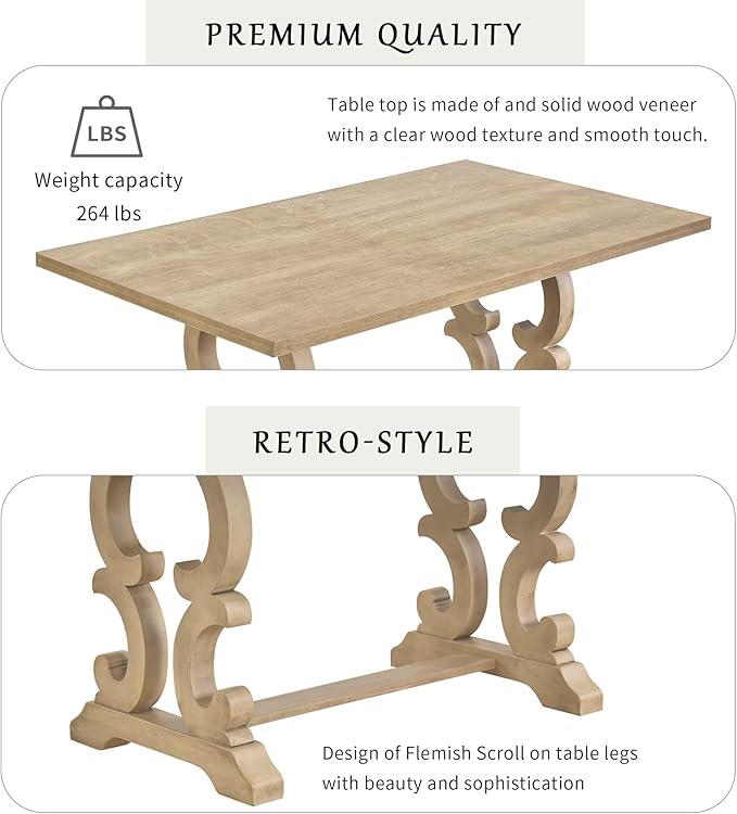 Solid Wood, Kitchen Dining, 6-Piece Retro Dinette Set with Unique-Designed Table Legs and Foam-Covered Seat Backs & Cushions for Living Room, Gray Wash - LeafyLoom