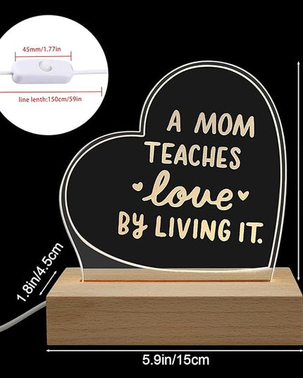 Wood LED Display Base with Acrylic Sheet, Mom Gifts from Daughter Son Led Acrylic Light Base Wood Display LED Stand - LeafyLoom