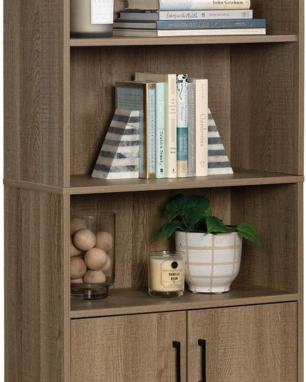 Sauder Beginnings Bookcase With Doors/ Book shelf, Summer Oak finish - LeafyLoom