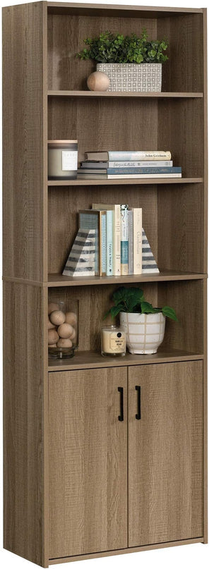 Sauder Beginnings Bookcase With Doors/ Book shelf, Summer Oak finish - LeafyLoom