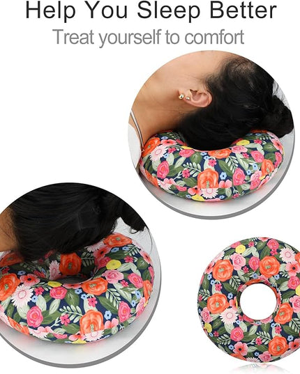 Piercing Pillow Ear Pillows Donut with Hole for Ear Pain CNH Piercing Pain Relief Sleeping Pressure Sore Side Sleepers Ear Guard Protector, Cute Flower - LeafyLoom
