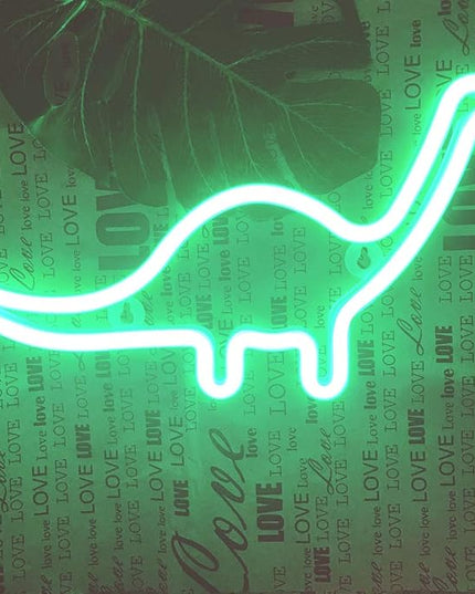 QiaoFei Dino Neon Light Sign, Dinosaur Decor Lamp Wall Art Sign for Kids Gift Battery or USB Operated Table LED Night Lights for Girls Bedroom,Living Room,Christmas,Party,Home Accessories - LeafyLoom