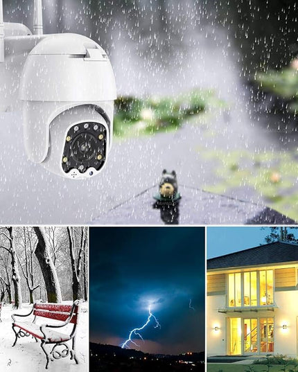 Outdoor PTZ WiFi IP Security Camera 1080P Home Surveillance Camera Pan/Tilt Two-Way Audio Motion Detection Color Night Vision Auto Tracking CamHiPro APP AT-200DW Alptop