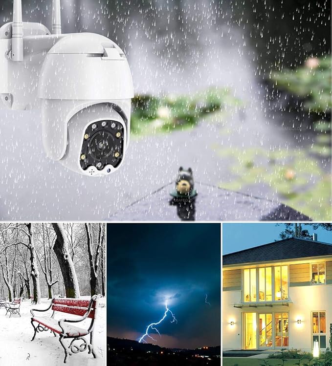 Outdoor PTZ WiFi IP Security Camera 1080P Home Surveillance Camera Pan/Tilt Two-Way Audio Motion Detection Color Night Vision Auto Tracking CamHiPro APP AT-200DW Alptop