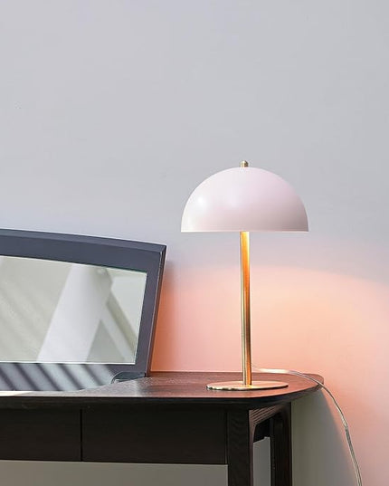 Globe Electric 52332 15" Desk Lamp, Matte Pink, Matte Brass Accents, in-Line On/Off Rocker Switch - LeafyLoom