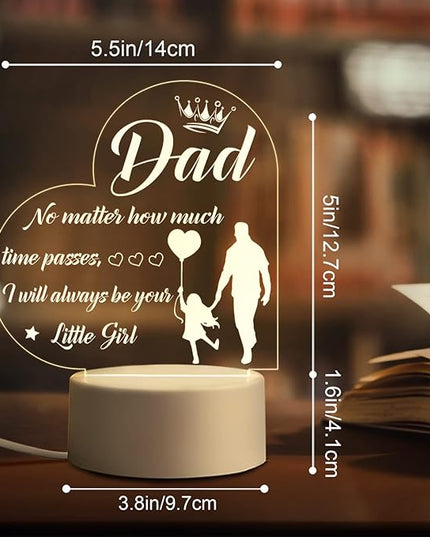 BeneCharm Fathers Day Night Light Gifts for Dad from Daughter and Son, Gifts for Dads Who Have Everything, Dad Birthday Gifts, Best Dad Ever Gifts- Engraved Night Light with Base - LeafyLoom