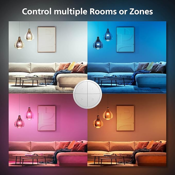 Philips Hue Wall Tap Dial Light Switch, Portable, White - 1 Pack - Requires Hue Lights and Hue Bridge - Smart Home - Easy, No-Wire Installation PhilipsHue