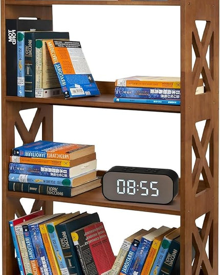Open Bookshelf, 4 Tier Bookcase, Small Bookshelf, wooden Book Shelf Kitchen shelf, Freestanding Display Storage Shelves, bookshelf for bedroom, Living Room and Office - LeafyLoom