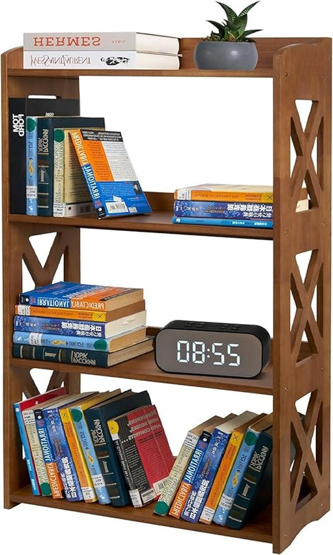 Open Bookshelf, 4 Tier Bookcase, Small Bookshelf, wooden Book Shelf Kitchen shelf, Freestanding Display Storage Shelves, bookshelf for bedroom, Living Room and Office - LeafyLoom