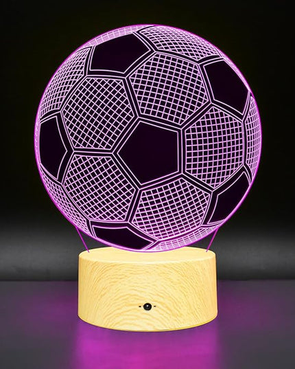 Soccer Gifts Light, Soccer 3D Illusion Lamp Best Gifts for Teen Boys Night Light for Kids Bedroom Room, Football Decor with Remote Control 7 Colors Changing Lights for Birthday, Halloween, Xmas Gift - LeafyLoom