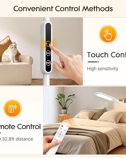 Syrinx Floor Lamp, Floor LED Lamp/LED Light Lamp/Remote Control & Touch/Adjustable Flexible Gooseneck (White) - LeafyLoom