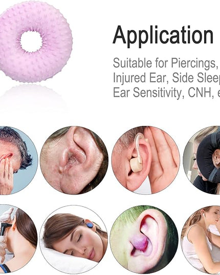 Washable Ear Piercing Pillow with Removable Pillowcase Donut Pillows Hole for Ear Pain Relief CNH Sleeping Pressure Sore Side Sleepers Ear Guard Protector Cover (Minky Dot Lavender) - LeafyLoom