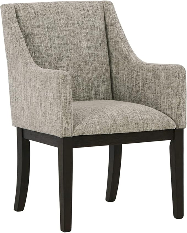 Signature Design by Ashley Burkhaus Traditional Dining Upholstered Arm Chair, 2 Count, Gray & Dark Brown - LeafyLoom