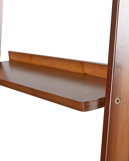 Bookshelf & Ladder Shelf &Storage Rack & Multipurpose Bamboo Organizer Shelves Furniture for Home Office, Living Room, Kitchen, Office 5 Tier （Brown） - LeafyLoom