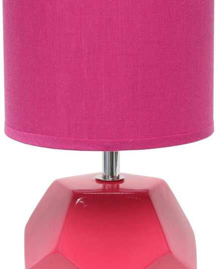 Simple Designs LT2065-PNK Round Prism Mini Table Lamp with Matching Fabric Shade, Pink - LeafyLoom