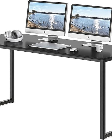 SHW Home Office 55-Inch Computer Desk, 24" Deep, Black - LeafyLoom