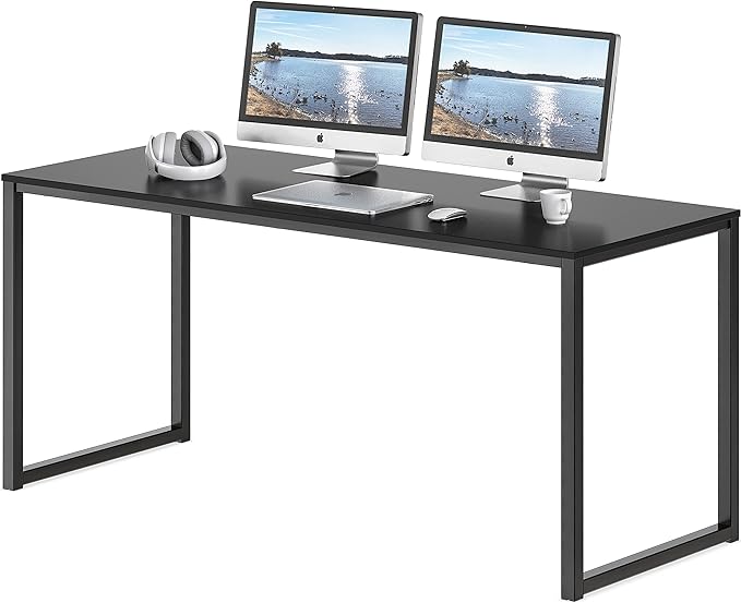 SHW Home Office 55-Inch Computer Desk, 24" Deep, Black - LeafyLoom