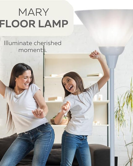 LIGHTACCENTS White Torchiere Floor Lamp - Floor Lamps for Living Room, Bedroom Standing Lamp, Modern Living Room Decor, 70-Inch Pole Light with Opal White Cone Shade - Stylish Tall Lamp - LeafyLoom